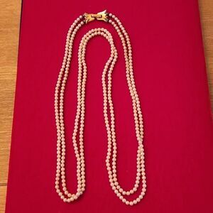 Trifari Vintage Signed Double Strand Genuine Pearl Necklace
